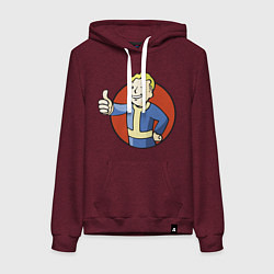 Толстовка-худи хлопковая женская Vault boy like, цвет: меланж-бордовый