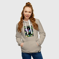 Толстовка-худи хлопковая женская Колибри в тропиках, цвет: миндальный — фото 2