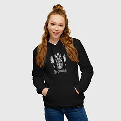 Толстовка-худи хлопковая женская Я Русский- состаренная, цвет: черный — фото 2