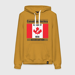 Толстовка-худи хлопковая женская Федерация хоккея Канады, цвет: горчичный