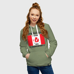 Толстовка-худи хлопковая женская Федерация хоккея Канады, цвет: авокадо — фото 2