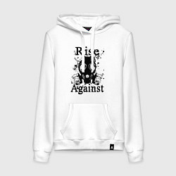 Толстовка-худи хлопковая женская Rise Against rock, цвет: белый