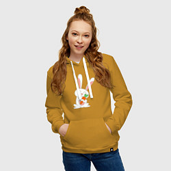 Толстовка-худи хлопковая женская Морковные обнимашки, цвет: горчичный — фото 2