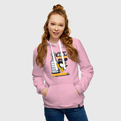 Толстовка-худи хлопковая женская Питтсбург Пингвинз НХЛ, цвет: светло-розовый — фото 2