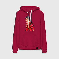 Толстовка-худи хлопковая женская Мисато Кацураги ahegao, цвет: маджента