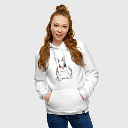 Толстовка-худи хлопковая женская Милый белый кролик, цвет: белый — фото 2