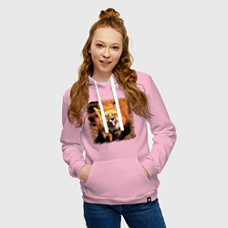 Толстовка-худи хлопковая женская Лиса показывает язык, цвет: светло-розовый — фото 2