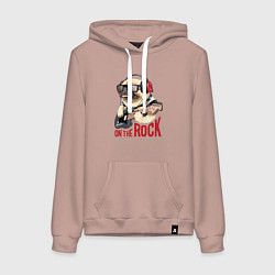 Толстовка-худи хлопковая женская Крутой мрпс играет на гитаре, цвет: пыльно-розовый