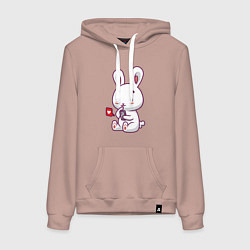 Толстовка-худи хлопковая женская Rabbit like, цвет: пыльно-розовый