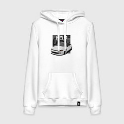 Толстовка-худи хлопковая женская Toyota Sera JDM Retro Design, цвет: белый
