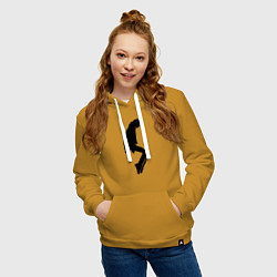 Толстовка-худи хлопковая женская Силуэт Майкла Джексона - Minimalism, цвет: горчичный — фото 2