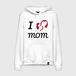 Толстовка-худи хлопковая женская Mom - Love You, цвет: белый