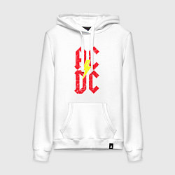Толстовка-худи хлопковая женская AC DC logo, цвет: белый