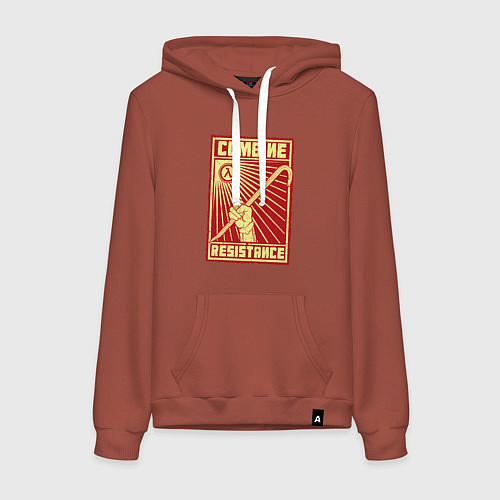 Женская толстовка-худи Сопротивление комбайнам / Кирпичный – фото 1