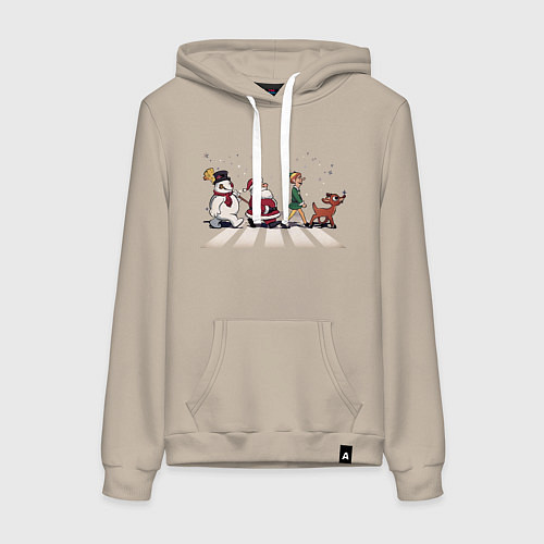 Женская толстовка-худи Beatles Christmas / Миндальный – фото 1