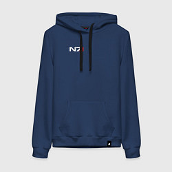 Толстовка-худи хлопковая женская Логотип N7, цвет: тёмно-синий