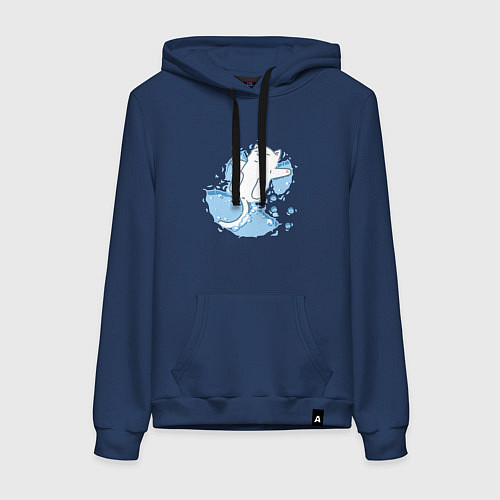 Женская толстовка-худи Снежный котоик / Тёмно-синий – фото 1