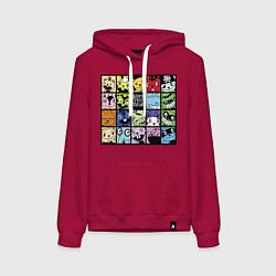 Толстовка-худи хлопковая женская All happy three friends, цвет: маджента