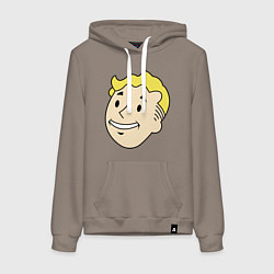 Толстовка-худи хлопковая женская Vault boy head, цвет: утренний латте