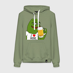 Толстовка-худи хлопковая женская Drink Pepe, цвет: авокадо