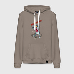 Толстовка-худи хлопковая женская Кролик дедлайн, цвет: утренний латте