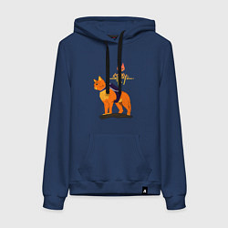 Толстовка-худи хлопковая женская Stray - cat logo, цвет: тёмно-синий