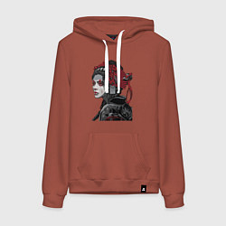Толстовка-худи хлопковая женская Sad samurai, цвет: кирпичный