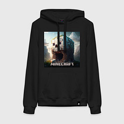 Толстовка-худи хлопковая женская Жуткая пещера Minecraft, цвет: черный
