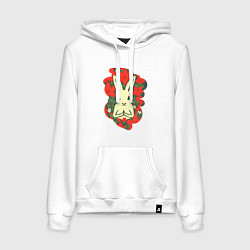 Толстовка-худи хлопковая женская Дзен-кролик, цвет: белый