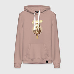 Толстовка-худи хлопковая женская Ice scream, цвет: пыльно-розовый