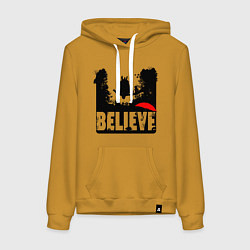 Толстовка-худи хлопковая женская Верь в Тоторо, цвет: горчичный