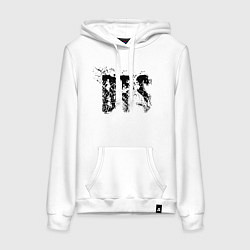 Толстовка-худи хлопковая женская BTS logo, цвет: белый