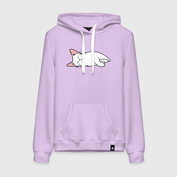 Толстовка-худи хлопковая женская Lazy white cat, цвет: лаванда