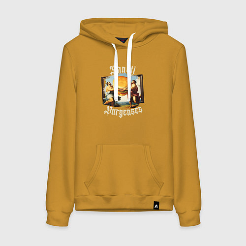 Женская толстовка-худи Античный бургер / Горчичный – фото 1