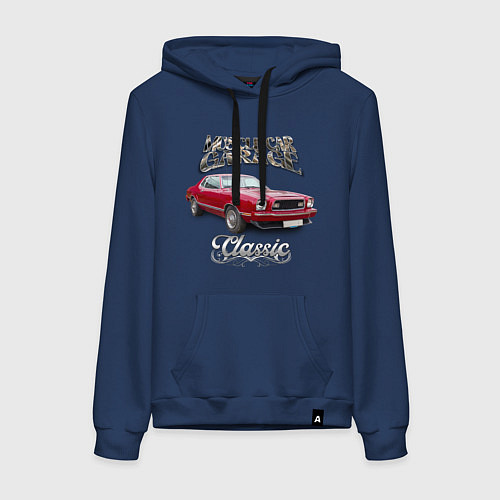 Женская толстовка-худи Маслкар Ford Mustang / Тёмно-синий – фото 1