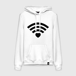 Толстовка-худи хлопковая женская Wi-Fi Love, цвет: белый