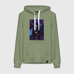 Толстовка-худи хлопковая женская Конец геймеру, цвет: авокадо