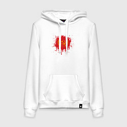 Толстовка-худи хлопковая женская Серп и молот подтеки, цвет: белый