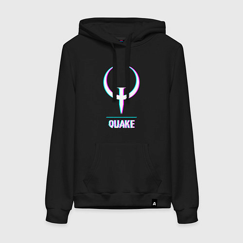 Женская толстовка-худи Quake в стиле glitch и баги графики / Черный – фото 1