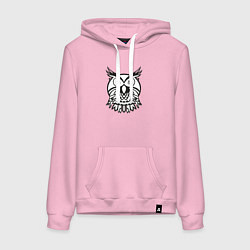 Толстовка-худи хлопковая женская Логотип круглой совы, цвет: светло-розовый