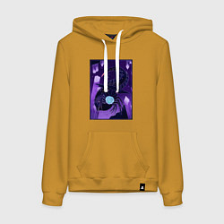 Толстовка-худи хлопковая женская Subnautica подводный монстр, цвет: горчичный