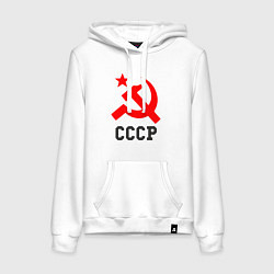 Толстовка-худи хлопковая женская СССР стиль, цвет: белый