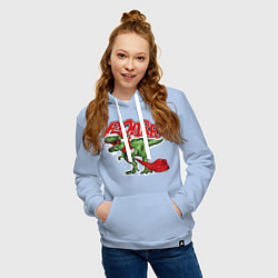 Толстовка-худи хлопковая женская Santa t rex gifts, цвет: мягкое небо — фото 2