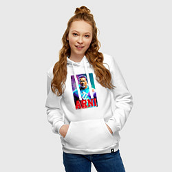 Толстовка-худи хлопковая женская Super Arnold Schwarzenegger - Arni ai pop art, цвет: белый — фото 2