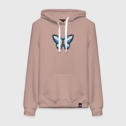Толстовка-худи хлопковая женская Шотландия бабочка, цвет: пыльно-розовый