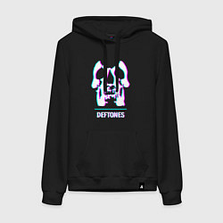 Толстовка-худи хлопковая женская Deftones glitch rock, цвет: черный