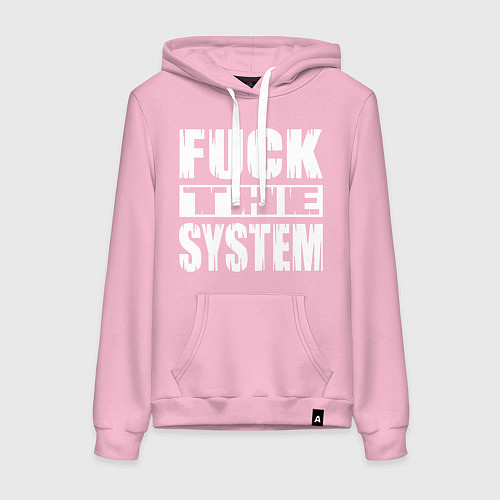 Женская толстовка-худи SoD - f**k the system / Светло-розовый – фото 1