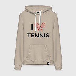 Толстовка-худи хлопковая женская I Love Tennis, цвет: миндальный