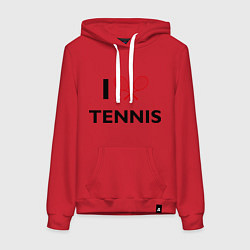 Толстовка-худи хлопковая женская I Love Tennis, цвет: красный