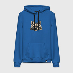 Толстовка-худи хлопковая женская Енотик голова, цвет: синий